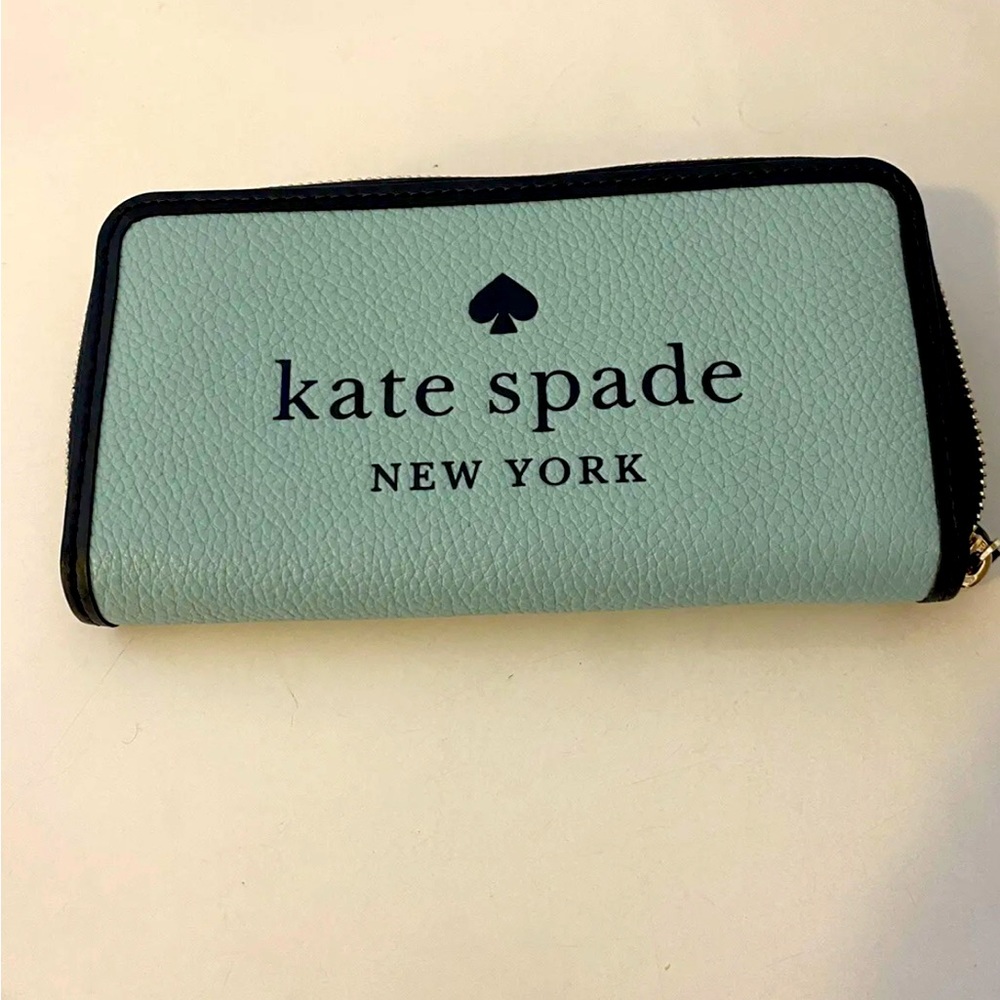 ♠️Kate Spade Ella Signature Leather Zip Continental Wallet, Poolside Blue NWT
